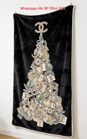 Chanel Luxury Jewelry Christmas Tree Flannel Sofa Throw Blanket IMG_6810